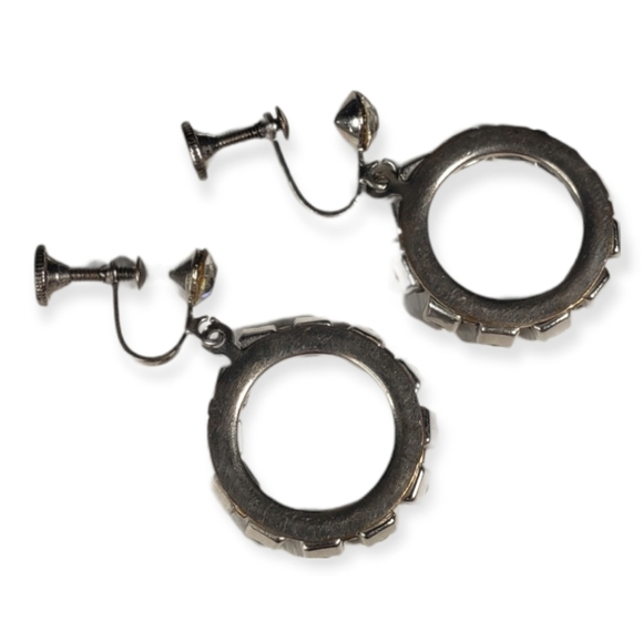 Vintage Rhinestone Dion Circle Earrings - Picture 3 of 4